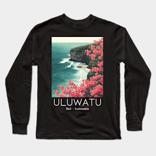 A Vintage Travel Illustration of Uluwatu - Bali - Indonesia Long Sleeve T-Shirt